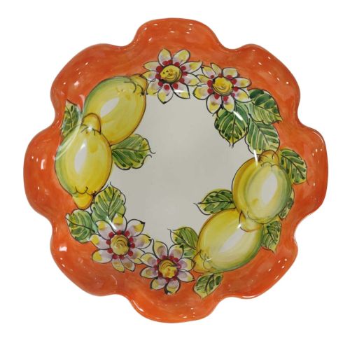 Bowl centerpiece serving dish, Flowers and Lemons Line. handpainted Vietri ceramic