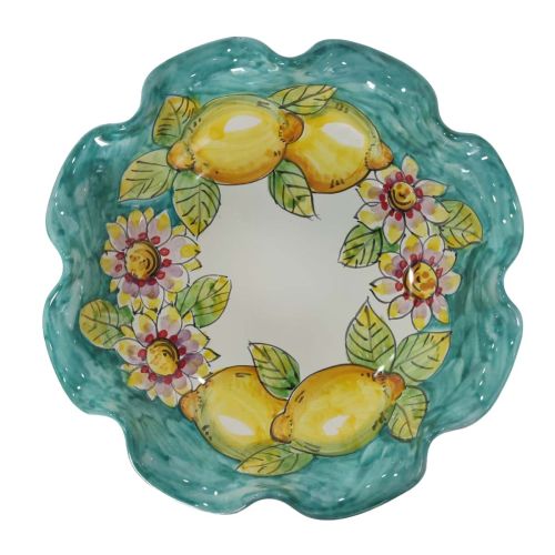 Bowl centerpiece serving dish, Flowers and Lemons Line. handpainted Vietri ceramic