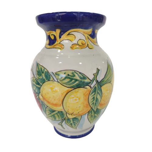 Flower vase Flower holder. Hand-painted Vietri ceramic.