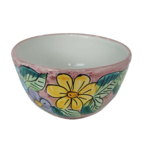 Cup. Perfect for milk, cappuccino, or tea. Flowers line. Vietri ceramic. Hand-painted.
