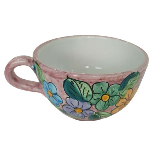 Tasse. Ideal für Milch, Cappuccino oder Tee. Blumen Linie. Vietri Keramik. Handbemalt.