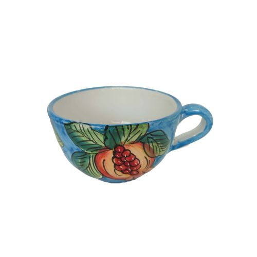 Cup. Perfect for milk, cappuccino, or tea. Fruit line. Vietri ceramic. Hand-painted.