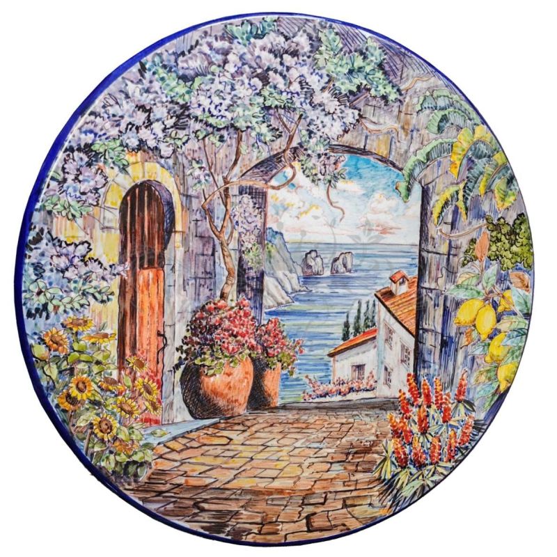 Tisch aus glasierter Lavastein. Capri-Blick 70...