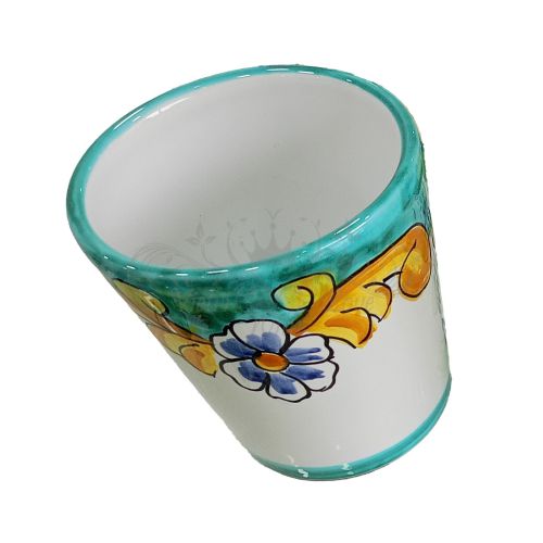 Portacepillos. Vaso. Línea Barroca. Cerámica de Vietri. Pintado a Mano.