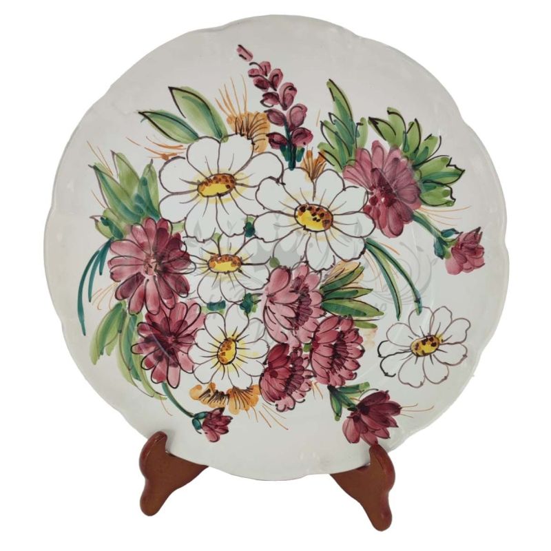 Piatto smerlato linea Top. Margherite. Ceramica di vietri. Disponibile piano, fondo, frutta/dolce o sottopiatto