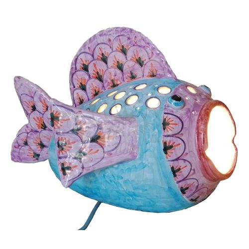 Fish. Home ornaments Lamp handpainted Vietri ceramic Furnishing items for your home