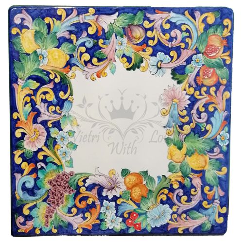 Mesa de piedra volcánica ceramizada. Primavera. Pintada a...