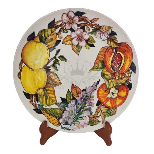 Plate. Dish. Fruit Line. Vietri ceramic. Hand-painted....