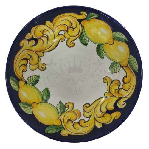 Assiette. Ligne Baroque et Citrons. Céramique de Vietri peinte à la main.