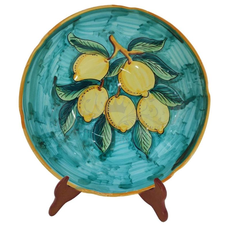 Plate from the Lemons line, hand painted Vietri ceramics. Available as a flat, deep, fruit/dessert or underplate.