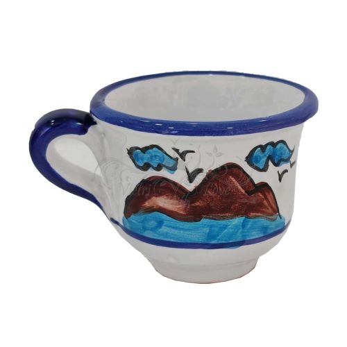 Kaffeetasse mit Untertasse. Neapel-Linie. Vietri-Keramik. Handbemalt.