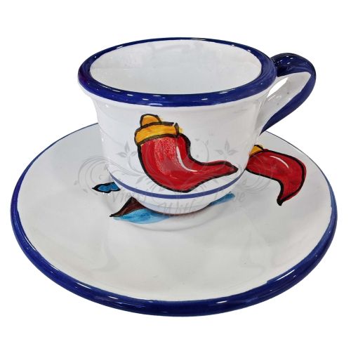 Coffee cup with saucer. Naples Line. Vietri ceramic. Hand-painted.