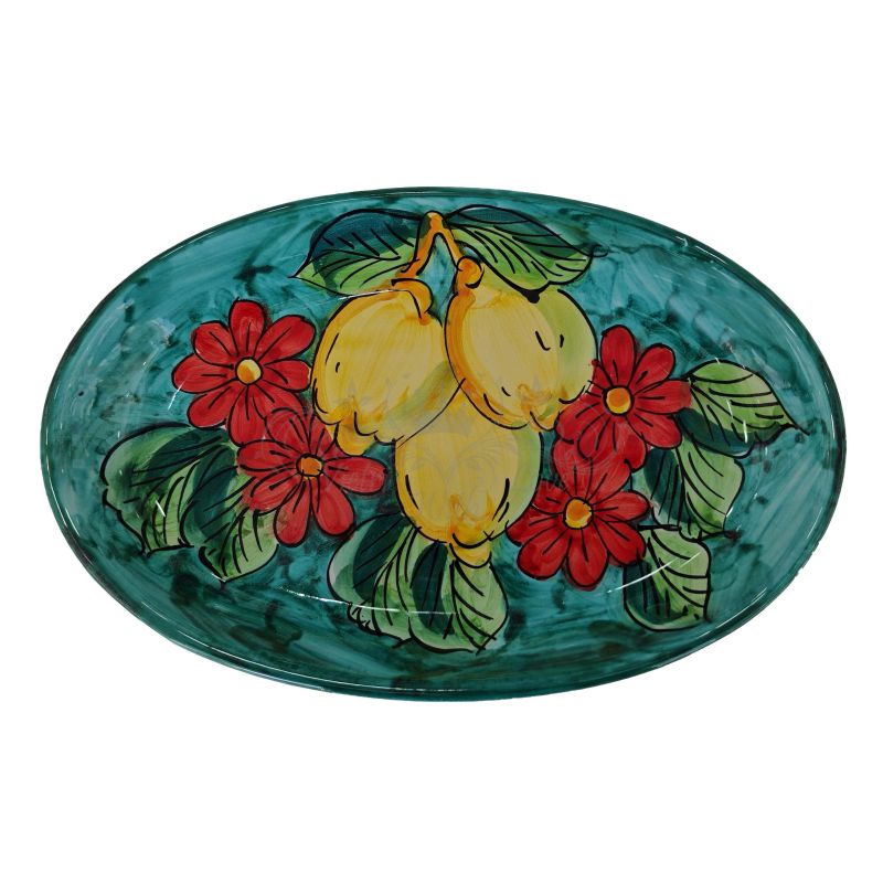 Oval tray plate Flowers and Lemons Line Serving plates in Vietri ceramic
