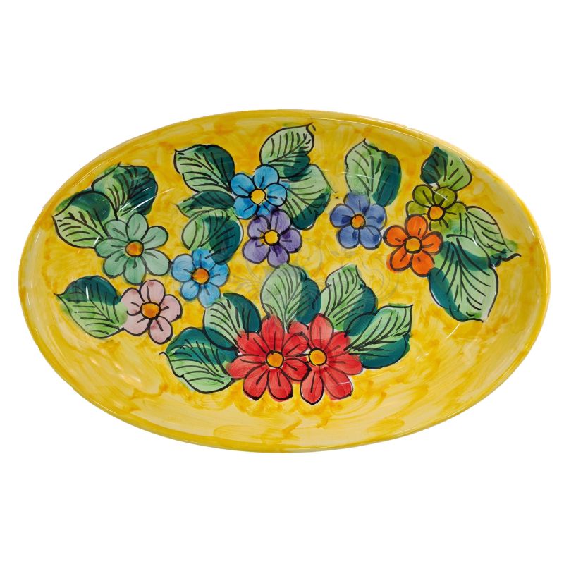 Ovaler Servierteller oder Schale. Blumenlinie....