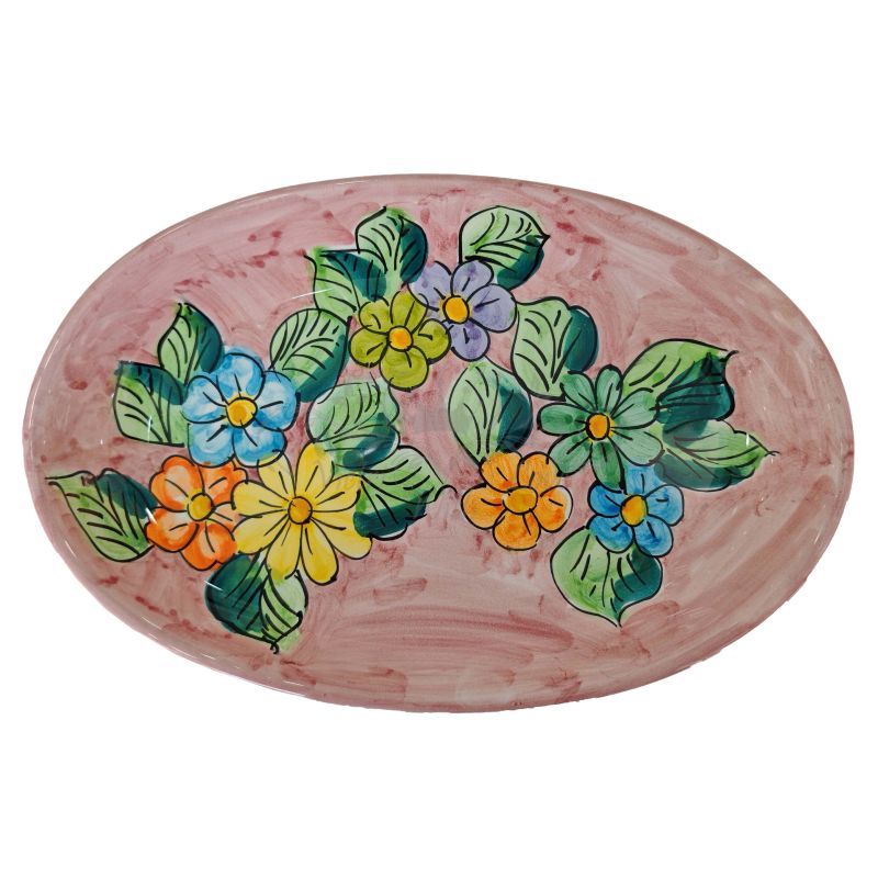 Oval tray plate Flowers Line Serving plates in Vietri ceramic