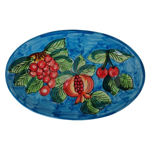 Plato ovalado o cuenco. Línea Flores y Frutas. Cerámica de Vietri. Pintado a mano.