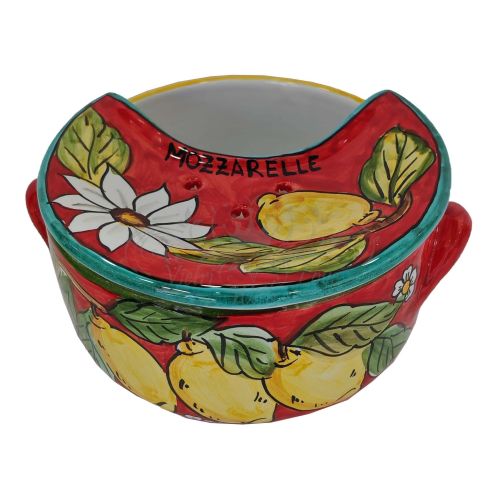 Sponsapane. Apportez de la Mozzarella. Ligne Fleurs et Citrons - Céramique Vietri peinte à la main