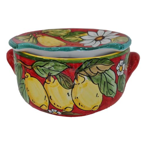 Sponsapane. Apportez de la Mozzarella. Ligne Fleurs et Citrons - Céramique Vietri peinte à la main