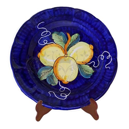 Lemon line plate. Hand-painted Vietri ceramic. Available in flat, soup, dessert or charger plate versions