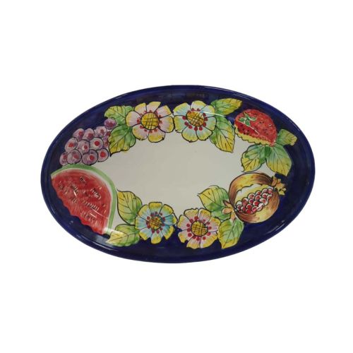Oval serving dish or bowl. Floral and fruit line. Vietri...