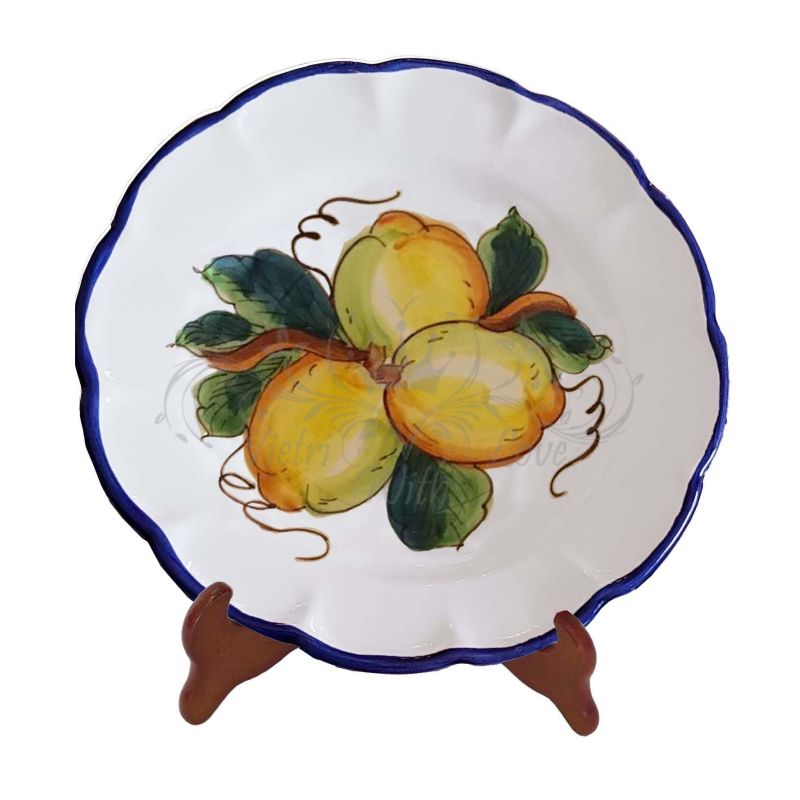 Lemon line plate. Hand-painted Vietri ceramic. Available in flat, soup, dessert or charger plate versions