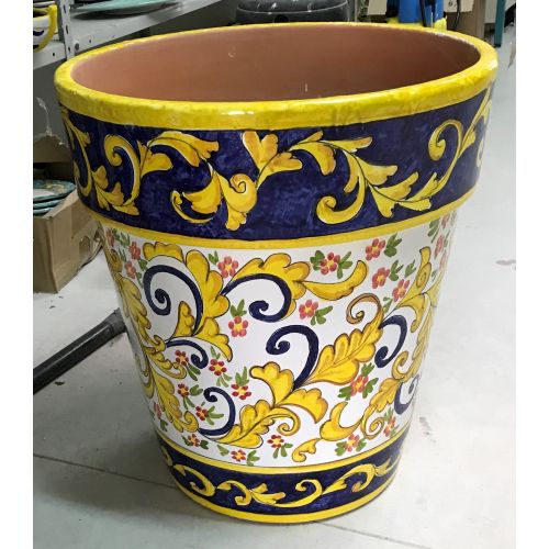 Conical pot for plants Baroque Line.  handpainted Vietri ceramic