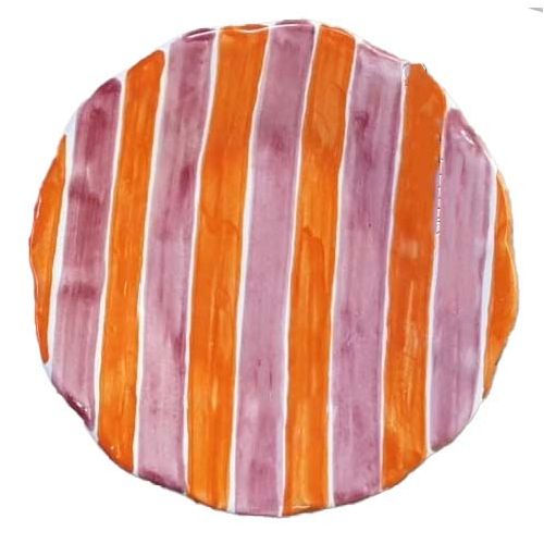 Plate. Stripes Line. Two Colors. Hand-painted Vietri... 2