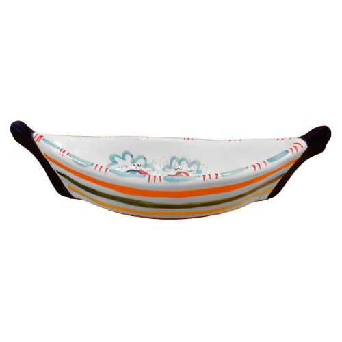 Boat Shape Plate. Positano Houses Line. Hand-painted Vietri ceramic.