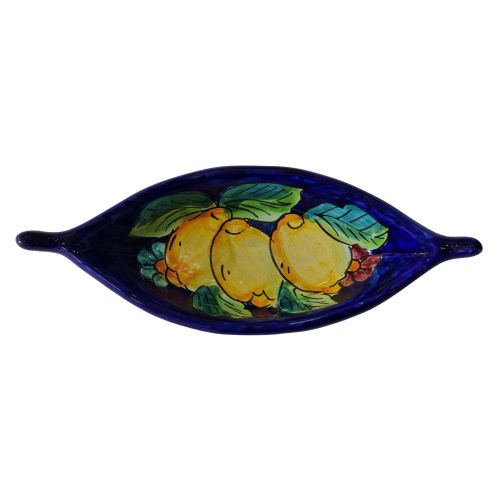 Assiette en forme de bateau. ligne de citron. Céramique de Vietri peinte à la main.