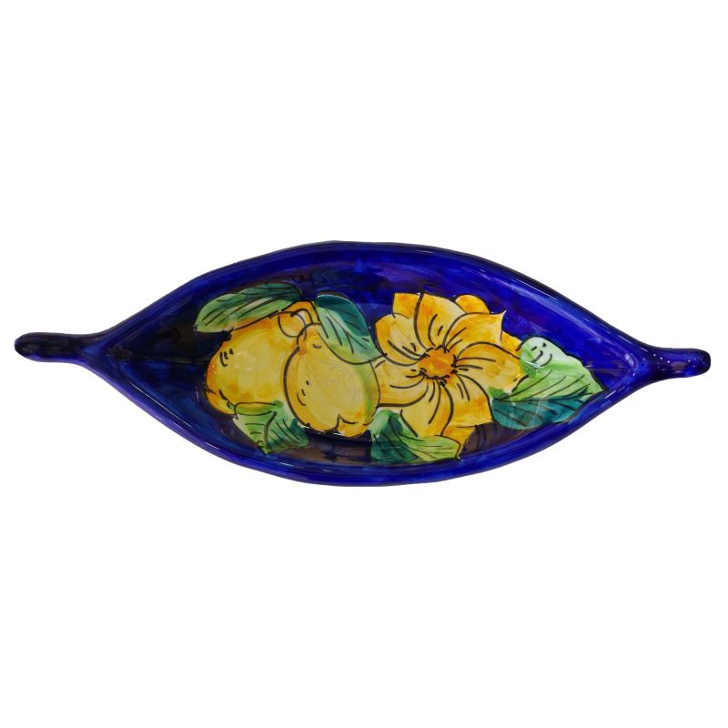 Boat Shape Plate. flowers line. Hand-painted...