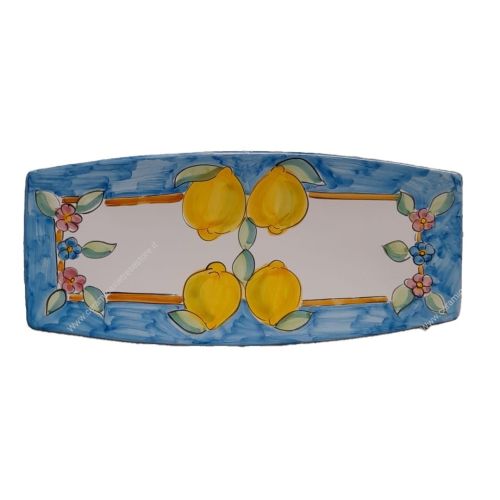 Sushi plate Lemons and Flowers line. Hand-painted Vietri ceramic.