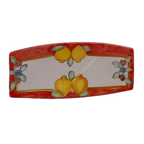 Platte sushi. Zitronen und Blumen linie. Handbemalte Vietri-Keramik.