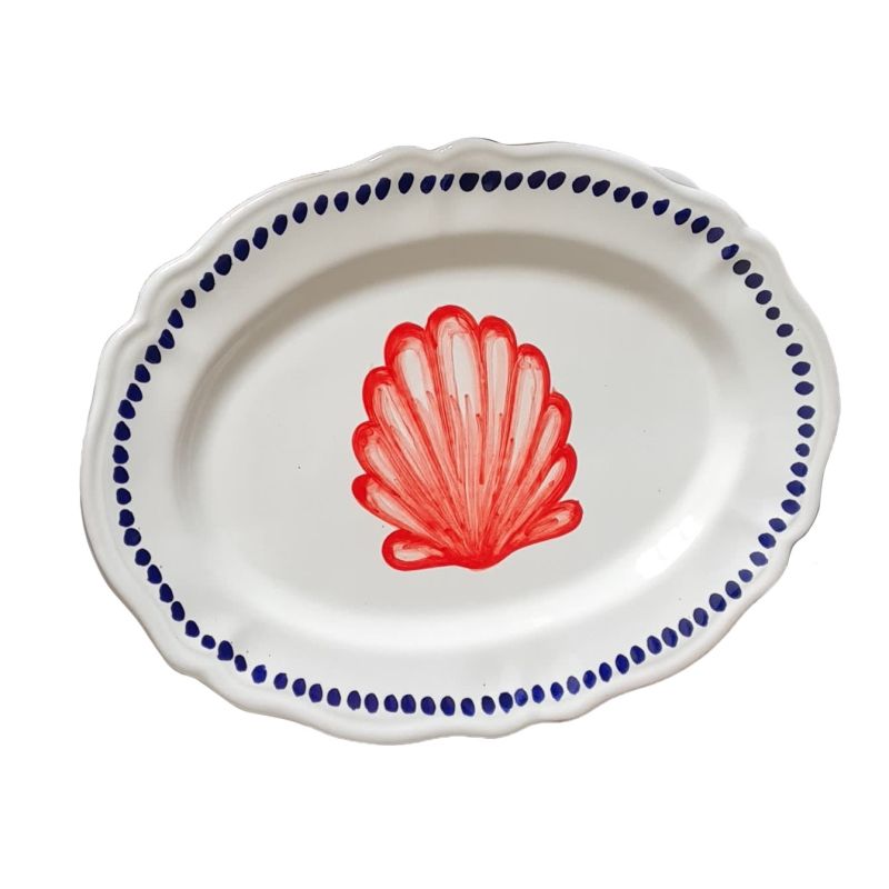 Assiette plateau à tasses ovale Ligne Mer....