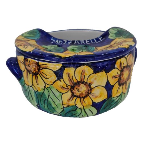 Sponzapane Porta Mozzarella Linea Fiori - Ceramica di Vietri dipinta a mano