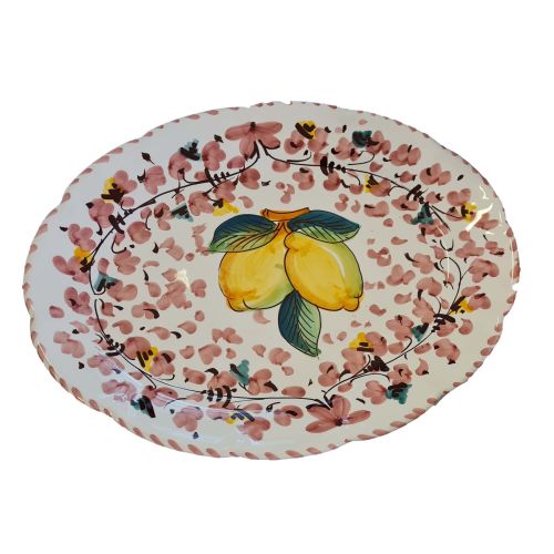 Plat ovale ou coupe. Ligne Citrons et Fleurs. Céramique...