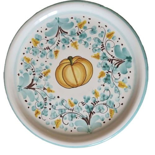 Restaurant Line - Pizza Plate Flowers and Vegetables Hand-painted Vietri Ceramic.