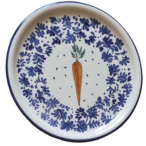 Restaurant Line - Pizza Plate Flowers and Vegetables Hand-painted Vietri Ceramic.