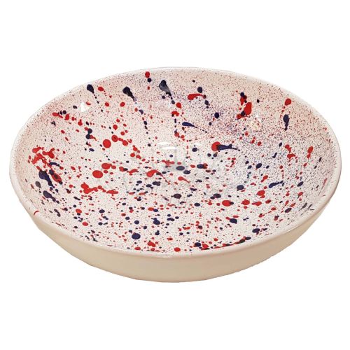 Smooth soup bowl. Splattered. Modern line. Hand-painted Vietri ceramic.