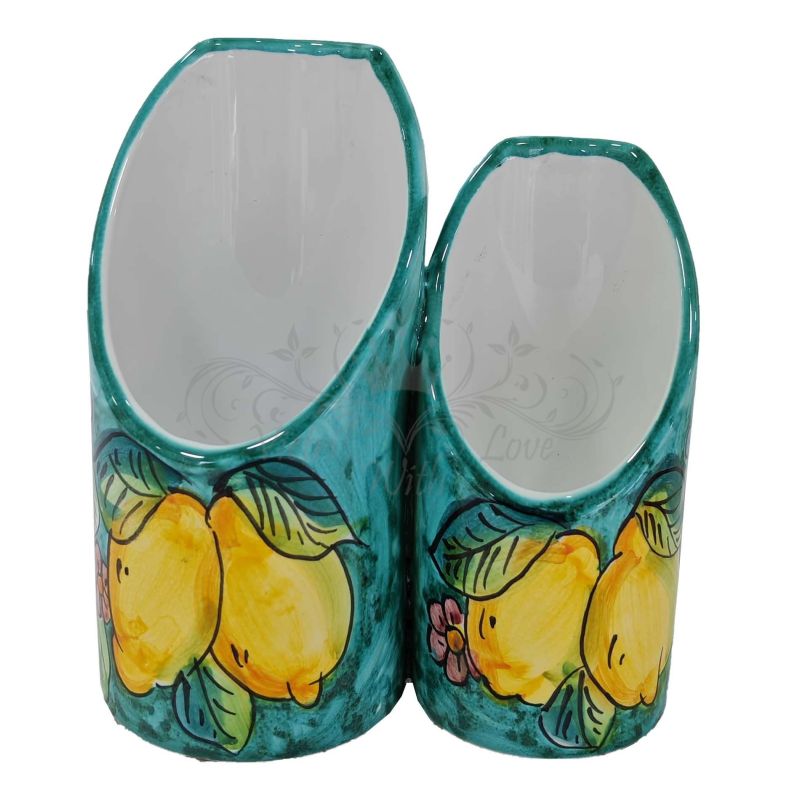 Double Glass Holder Lemon Line. Hand Painted...