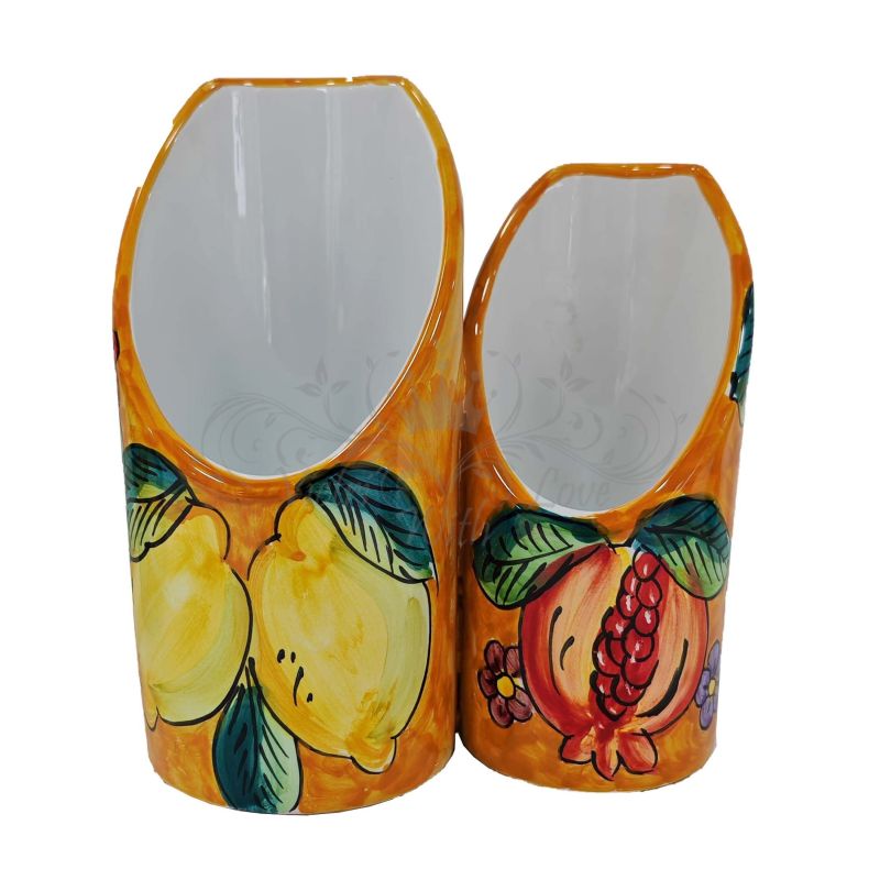 Portacopas doble. Línea de frutas. Cerámica de...