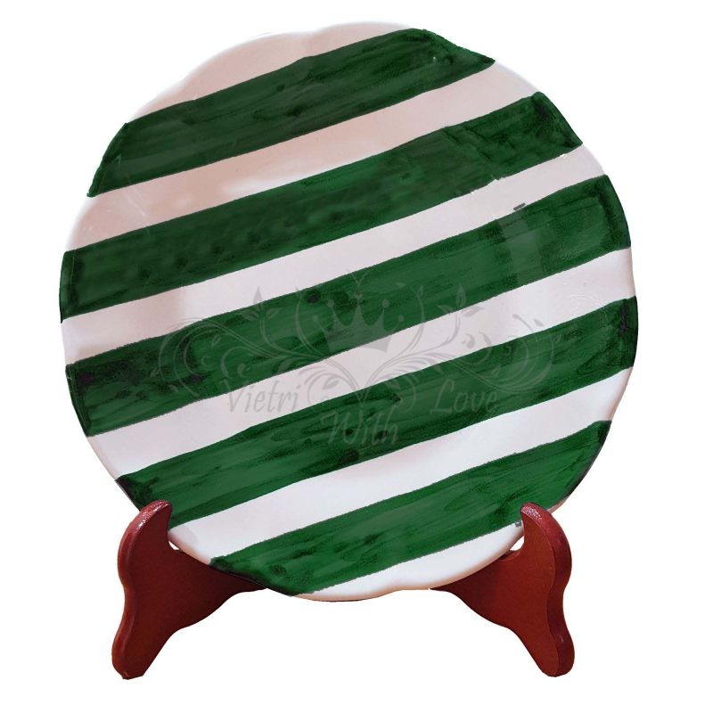 Piatto linea righe dipinto a mano ceramica vietrese - disponibili fondi, piani, frutta/dolce o sottopiatto