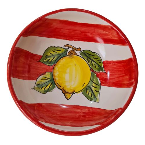 Cuenco liso, plato hondo o ensaladera. Línea Rayas. Cerámica de Vietri. Pintada a mano.