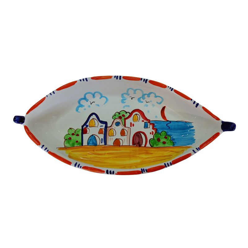 Boat Shape Plate. Positano Houses Line....