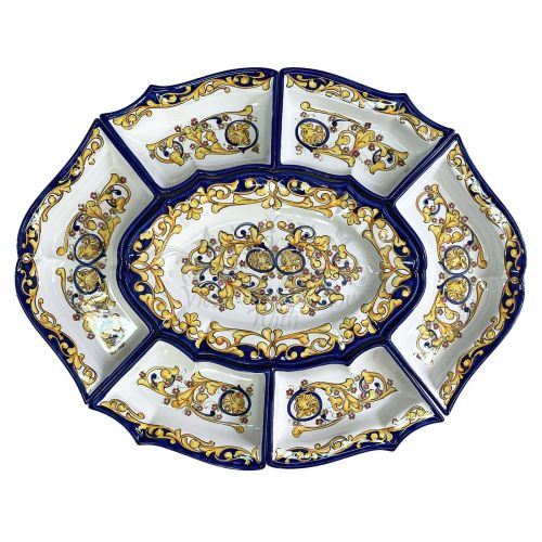 Antipastiera. Cena Fredda. 7 pezzi. Linea Barocco. Ceramica di Vietri. Dipinta a mano
