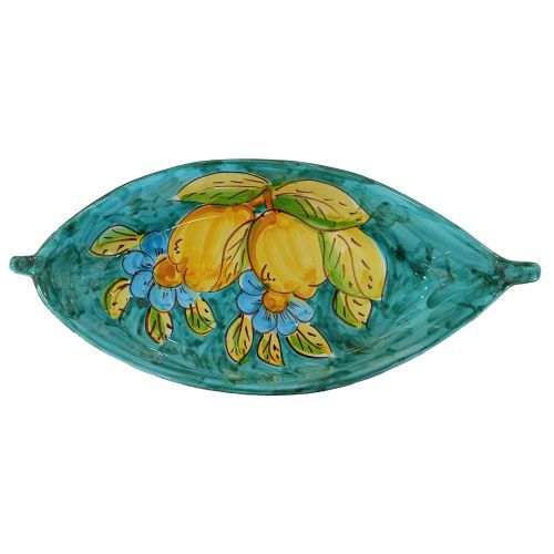 Boat Shape Plate. Lemons and Flowers line. Hand-painted Vietri ceramic.