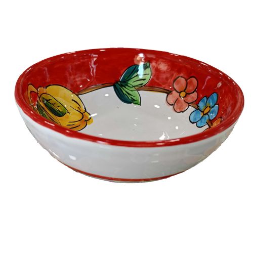 Coppa liscia piatto fondo fondina. Insalatiera. Linea Limoni e Fiori Ceramica di vietri.