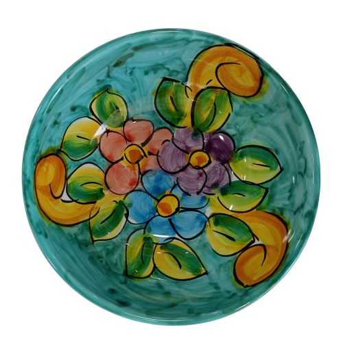 Smooth bowl, soup or salad plate. Baroque & Flowers line. Vietri ceramic. Hand painted.
