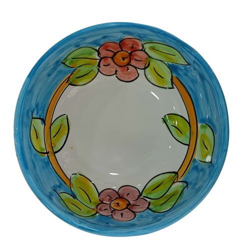 Cuenco liso, plato hondo o ensaladera. Línea Flores. Cerámica de Vietri. Pintada a mano.
