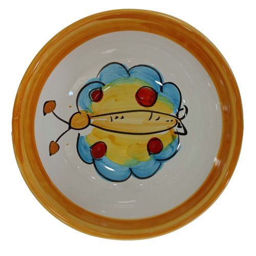 Smooth bowl, soup or salad plate. Butterfly design. Vietri ceramic. Hand painted.