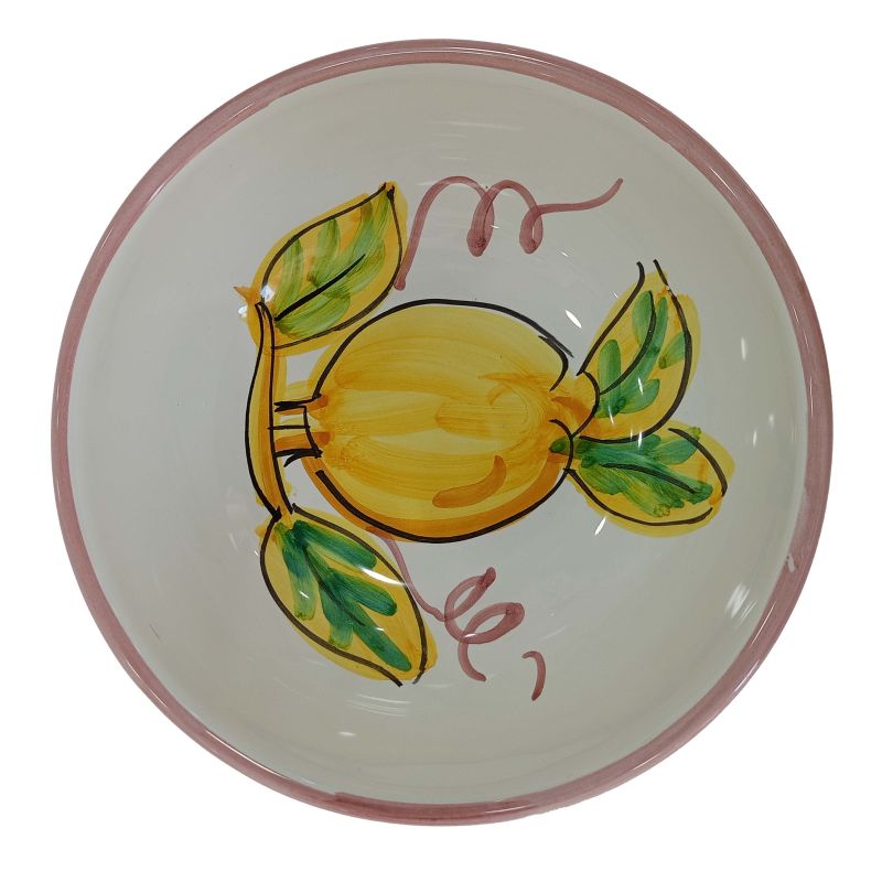 Bowl Regular border single Lemon decor- handpainted Vietri ceramic.